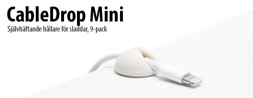 Bluelounge CableDrop Mini - Självhäftande hållare för sladdar, 9-pack